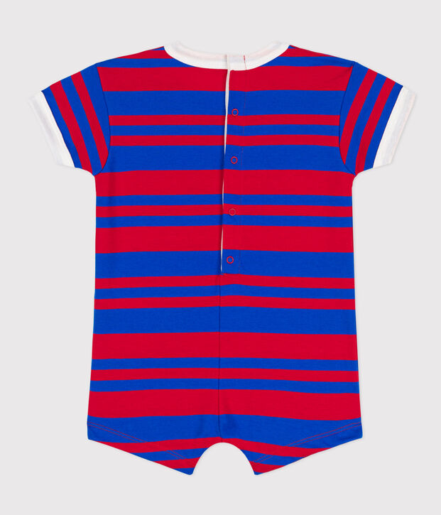 Kort pakje in gestreepte jerseystof voor baby's blauw/rood