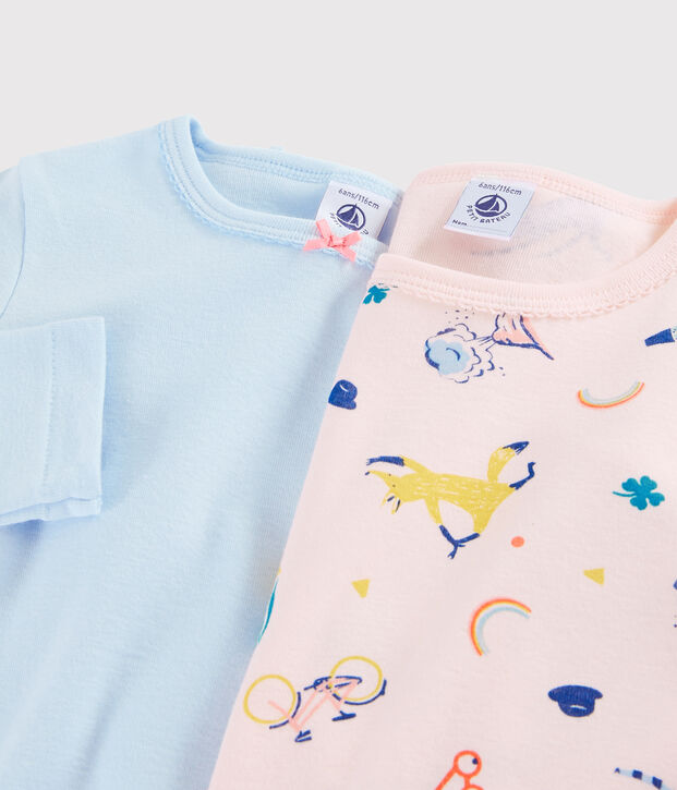 Set met 2 T-shirts lange mouwen meisjes met dieren en yoga multicouleur