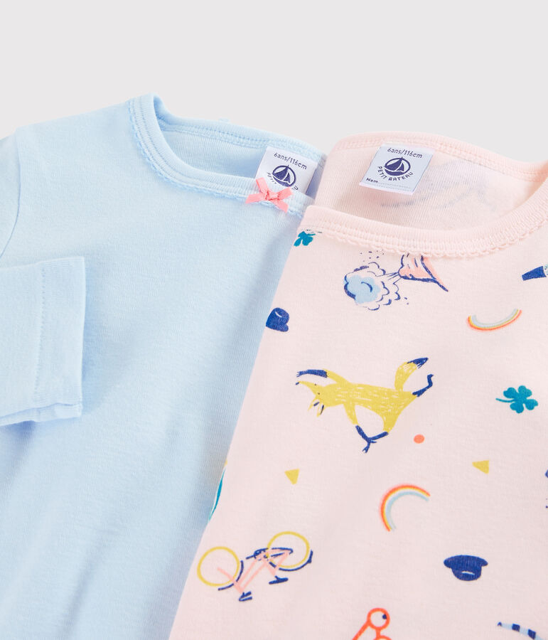 Set met 2 T-shirts lange mouwen meisjes met dieren en yoga multicouleur