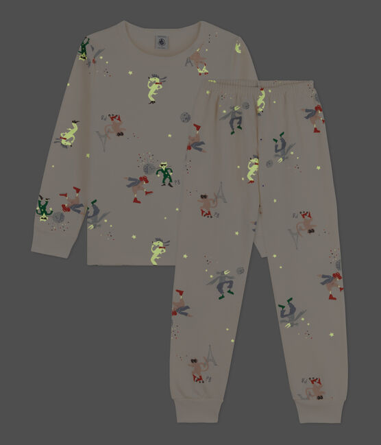 Lichtgevende pyjama in molton voor kleine jongens/meisjes wit AVALANCHE/ MULTICO