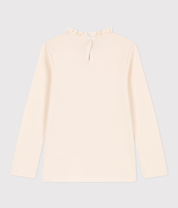 Tee-shirt manches longues en coton enfant fille &eacute;cru