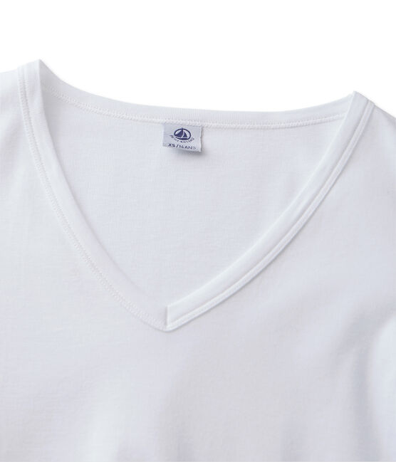 Dames-T-shirt met lange mouwen en V-hals wit ECUME
