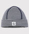 Stralingswerende pasgeborenemuts van tweezijdige jersey blauw SMOKING/wit ECUME