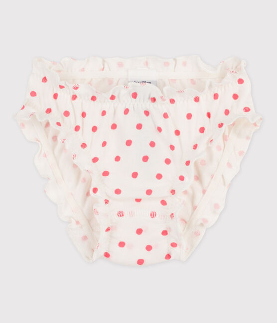Culotte petite fille en coton blanc MARSHMALLOW/rose GRETEL