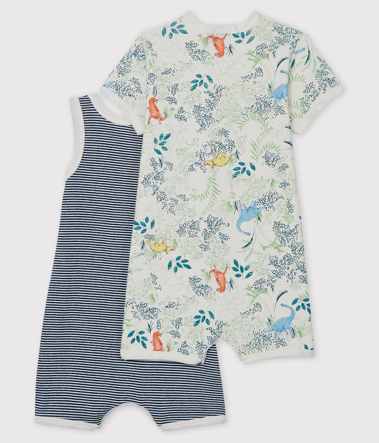 Twee korte babypakjes van ribstof voor jongens multicouleur