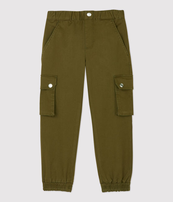 Meisjes cargobroek van katoen gabardine groen MILITARY