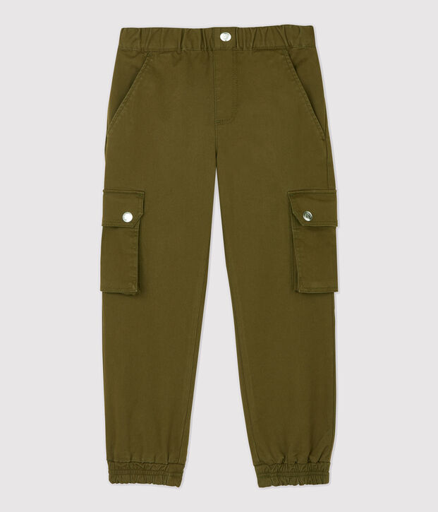 Pantalon cargo en gabardine de coton enfant fille vert