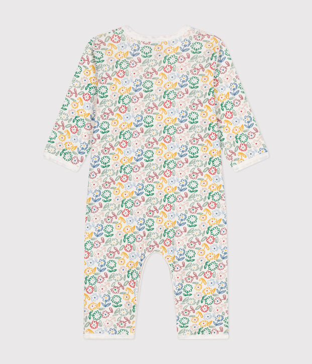 Pyjama sans pieds imprim&eacute; en coton b&eacute;b&eacute; blanc/multicouleur