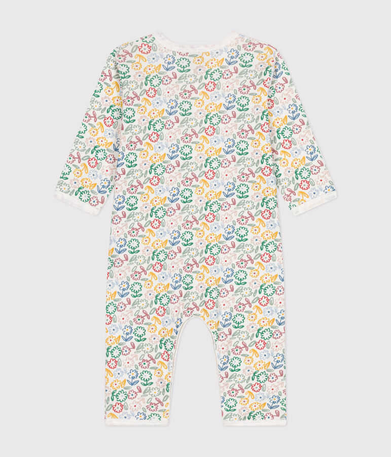 Katoenen babypyjama zonder voetjes met print wit/multicouleur