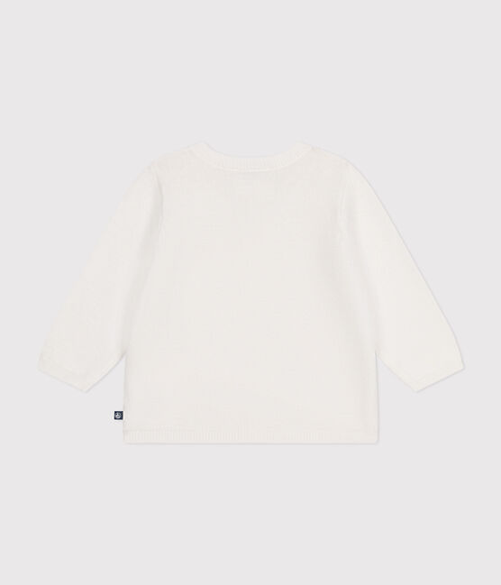 Cardigan en tricot de coton ajouré bébé blanc MARSHMALLOW