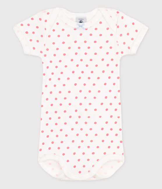 Babybody met korte mouwen wit MARSHMALLOW/roze GRETEL