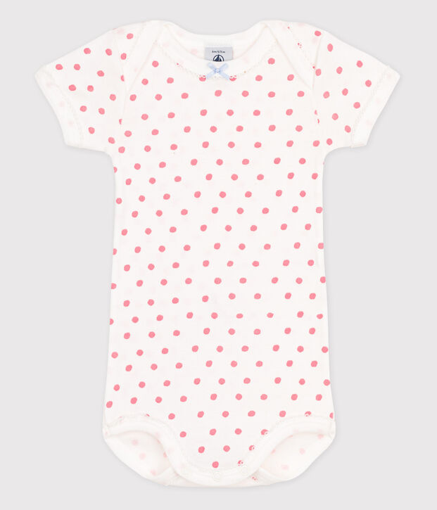 Body manches courtes b&eacute;b&eacute; blanc/rose