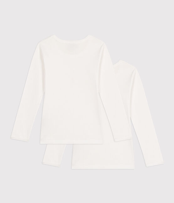 Set van 2 witte T-shirts met lange mouwen voor meisjes variante 1