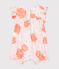 Kort babypakje van satijn met print babymeisje roze VIENNE/wit MULTICO
