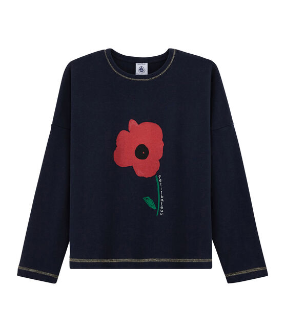 T-shirt met opdruk meisjes blauw SMOKING