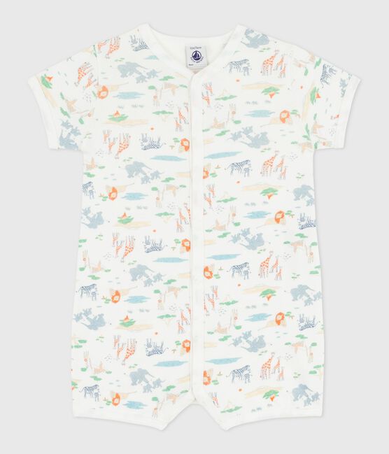 Kort katoenen pakje met dierenprint voor baby's wit MARSHMALLOW/wit MULTICO