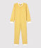 Combinaison fleurie petite fille en bouclette éponge grattée jaune OCRE/blanc MARSHMALLOW