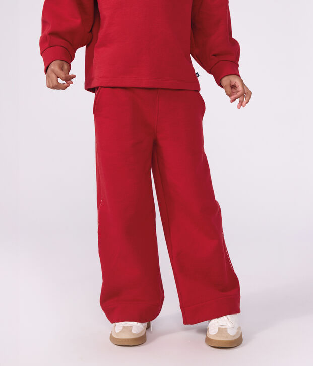 Pantalon de jogging wide leg enfant en coton rouge
