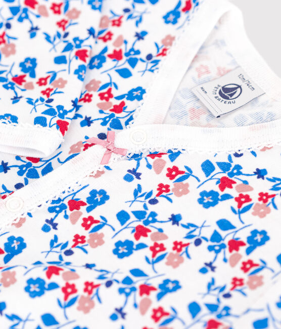 Katoenen babypyjama met bloemenprint wit MARSHMALLOW/wit MULTICO