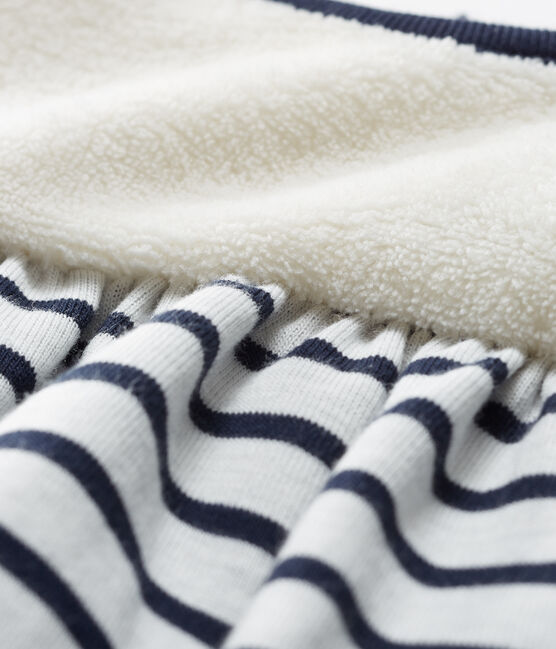 Gestreepte jurk met lange mouwen babymeisje wit MARSHMALLOW/blauw SMOKING CN