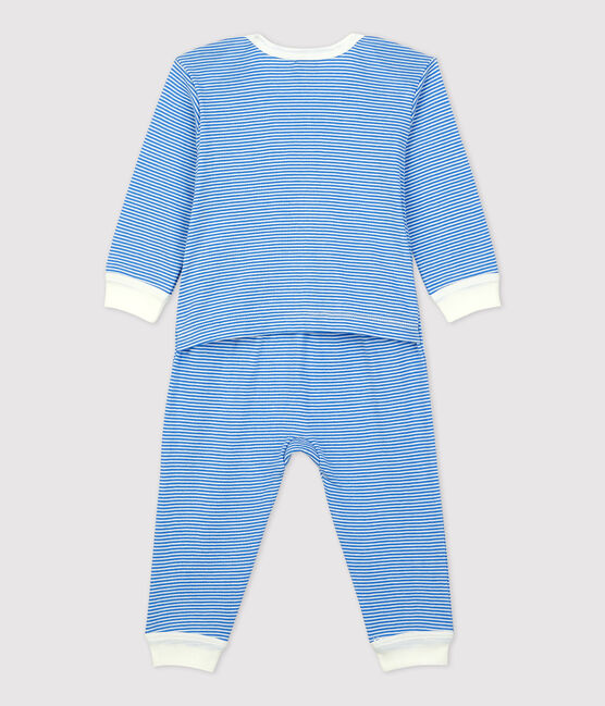 Dors bien sans boutons-pression milleraies bébé en coton bleu BRASIER/gris MARSHMALLOW