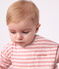 Gestreept T-shirt met lange mouwen in katoen voor baby's roze/ecru