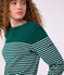 Tee-shirt marini&egrave;re femme en coton vert/blanc