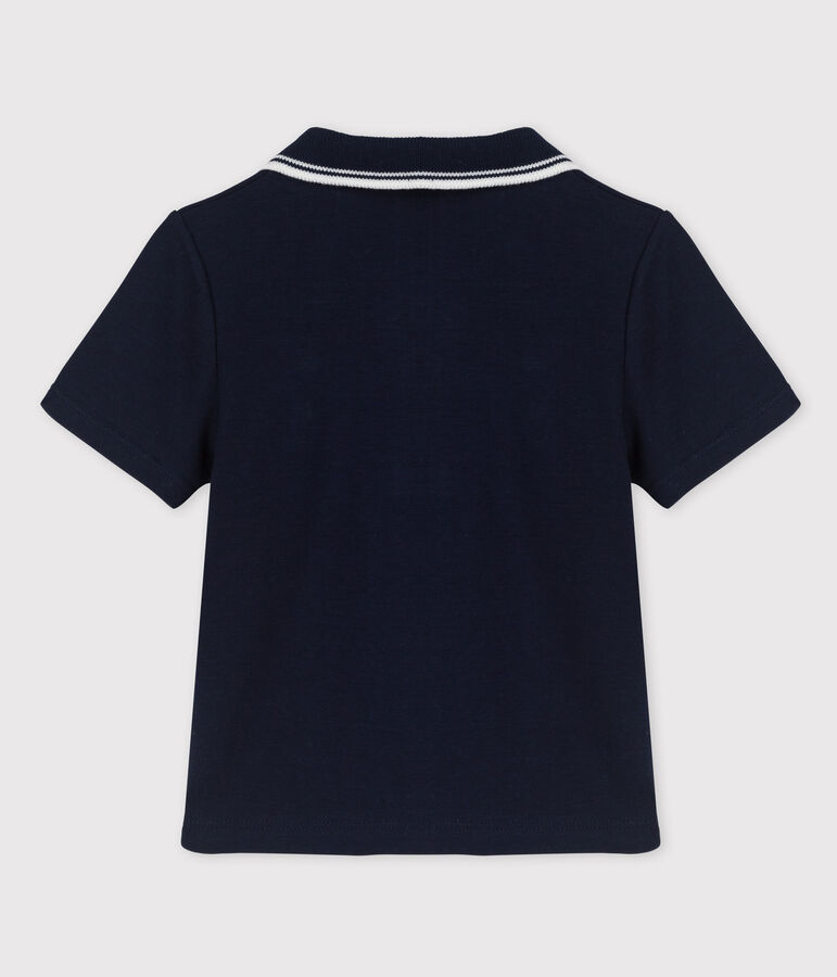 Geribd poloshirt met korte mouwen voor babyjongens blauw