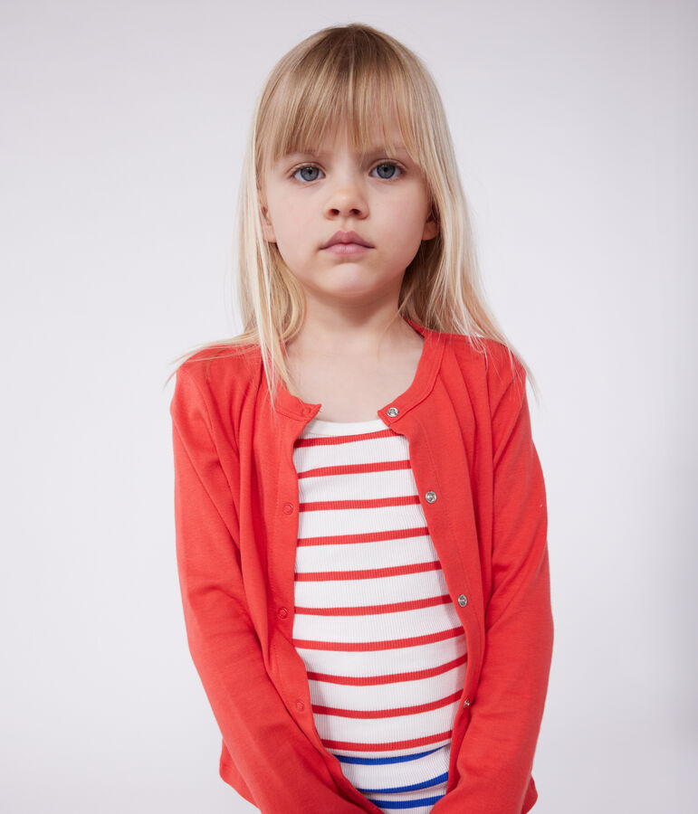 Cardigan enfant en coton uni rouge