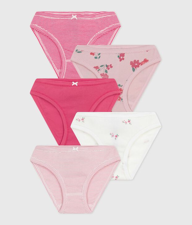 Lot de culottes enfant en coton imprim&eacute; fleurs multicouleur