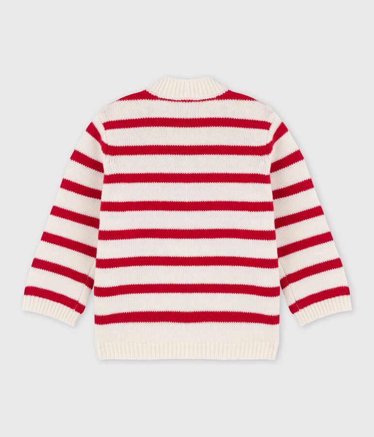 Pull en jersey b&eacute;b&eacute; blanc MARSHMALLOW/rouge TERKUIT