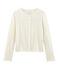 Vest met ronde hals in linnen. wit MARSHMALLOW