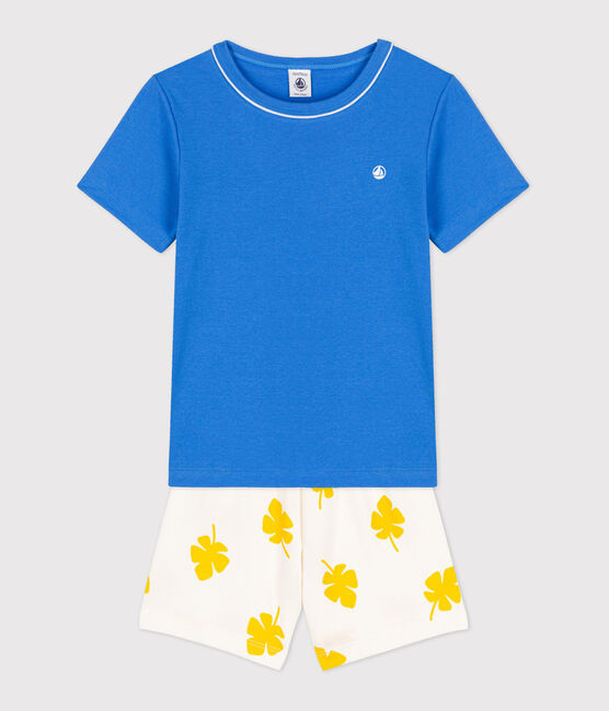 Pyjacourt bleu petit garçon en coton bleu BRASIER/blanc MULTICO