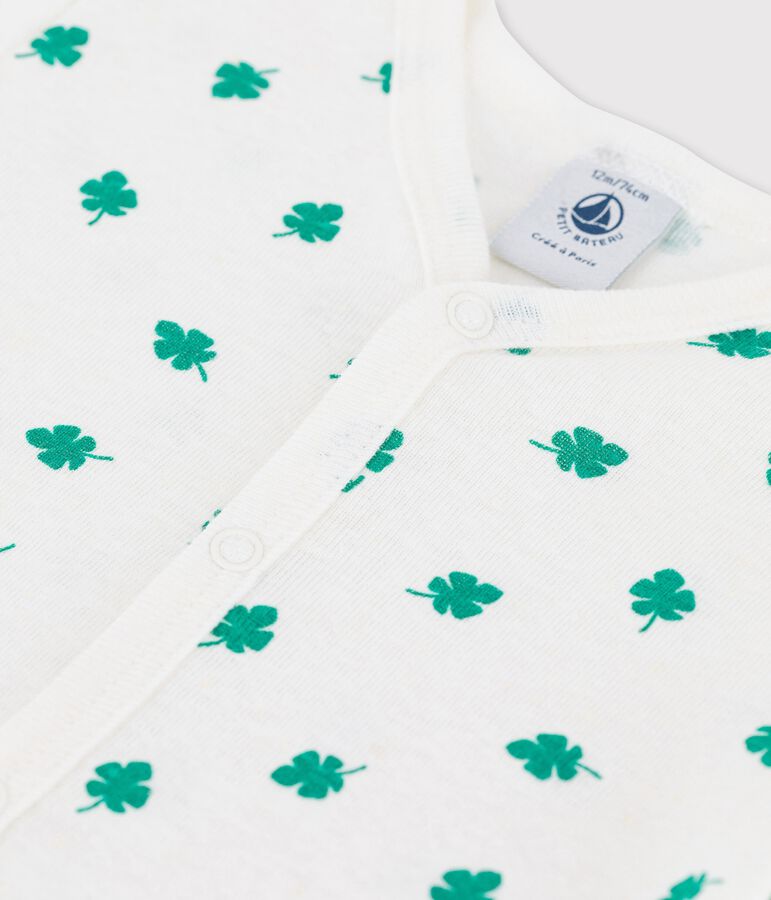Korte babypakje met plantenprint van katoen en linnen wit/groen