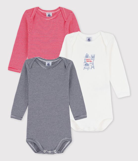 Set met 3 body's met lange mouwen en luipaardjes in biologisch katoen voor babymeisjes variante 1