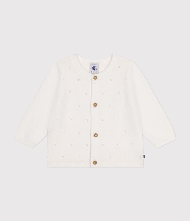 Cardigan en tricot de coton ajour&eacute; b&eacute;b&eacute; blanc