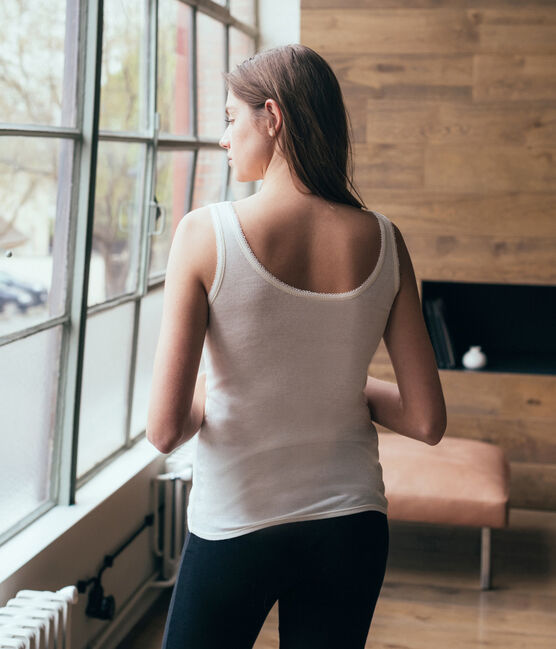 Débardeur femme côte 2x2 blanc MARSHMALLOW