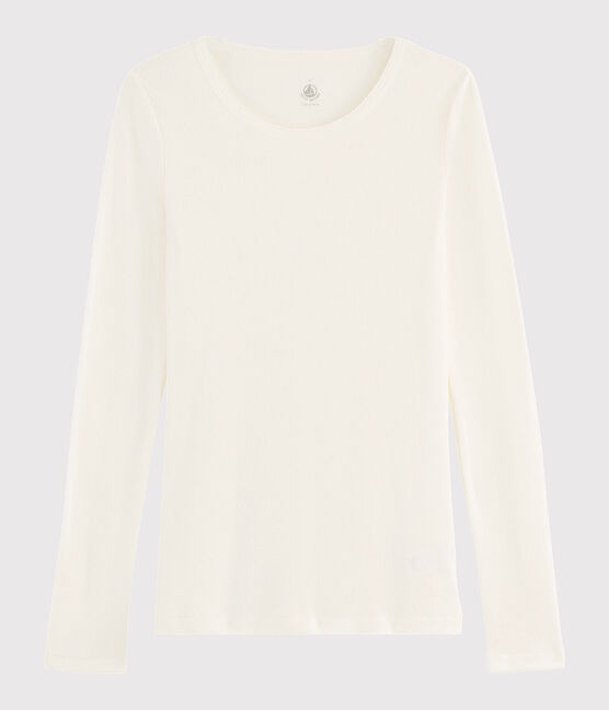 Dames t-shirt van wol en katoen wit MARSHMALLOW