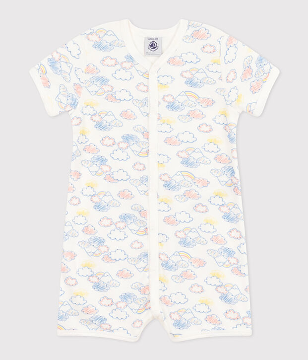 Katoenen kruippakje met regenboogprint voor baby's wit/multicouleur