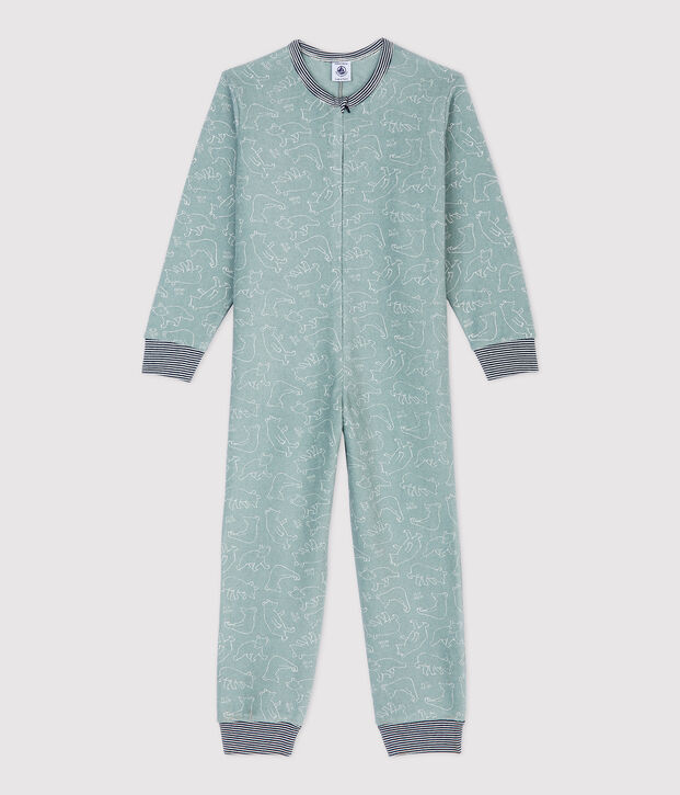Combinaison ours en bouclette &eacute;ponge gratt&eacute;e enfant gris/blanc
