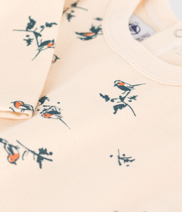 T-shirt met lange mouwen in bedrukte jersey voor baby's ecru/multicouleur