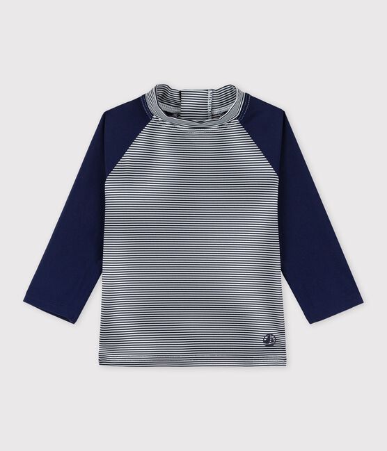Tee-shirt anti-UV écoresponsable bébé fille/garçon bleu SMOKING/blanc MARSHMALLOW