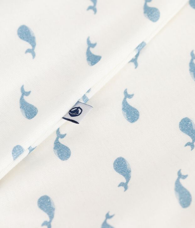 Bodyjama b&eacute;b&eacute; sans pieds en coton imprim&eacute; baleines blanc/bleu