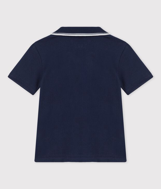 Polo manches courtes en jersey enfant gar&ccedil;on bleu
