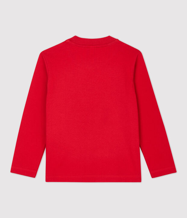 Tee-shirt manches longues en coton enfant gar&ccedil;on rouge