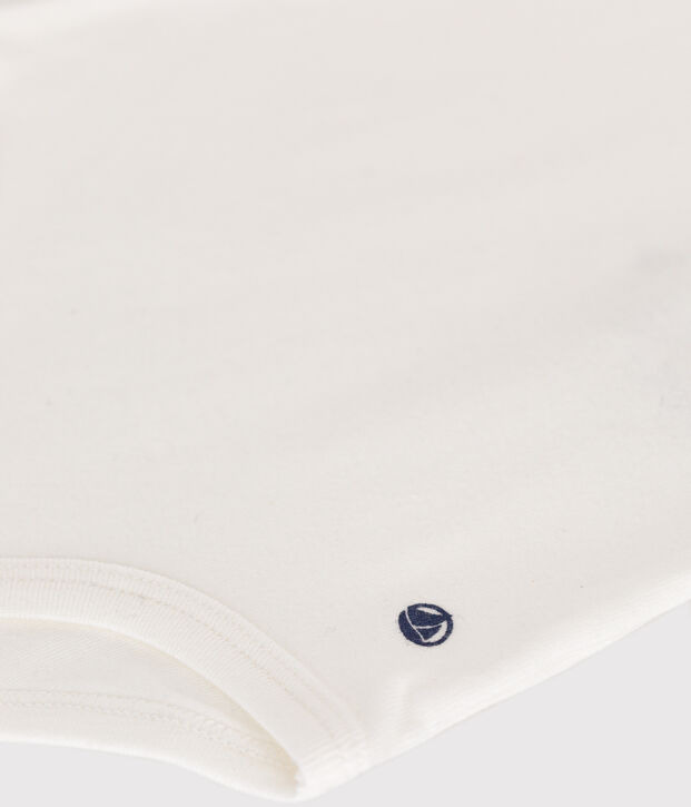 Katoenen body met polokraagje en korte mouwen voor baby's wit