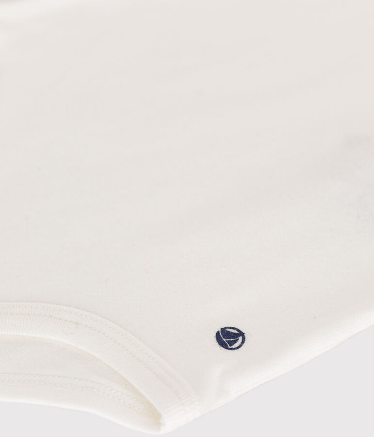 Body manches courtes b&eacute;b&eacute; col polo en coton blanc