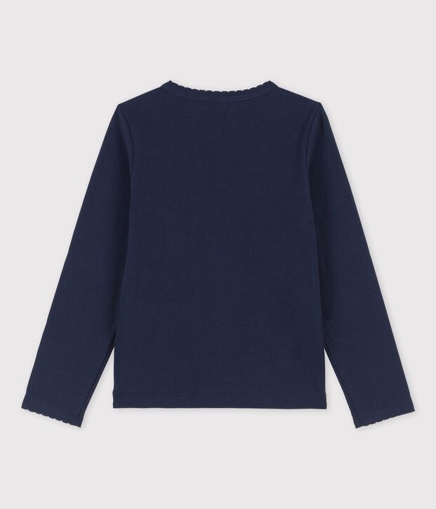 Tee-shirt &agrave; manches longues enfant fille / gar&ccedil;on bleu marine
