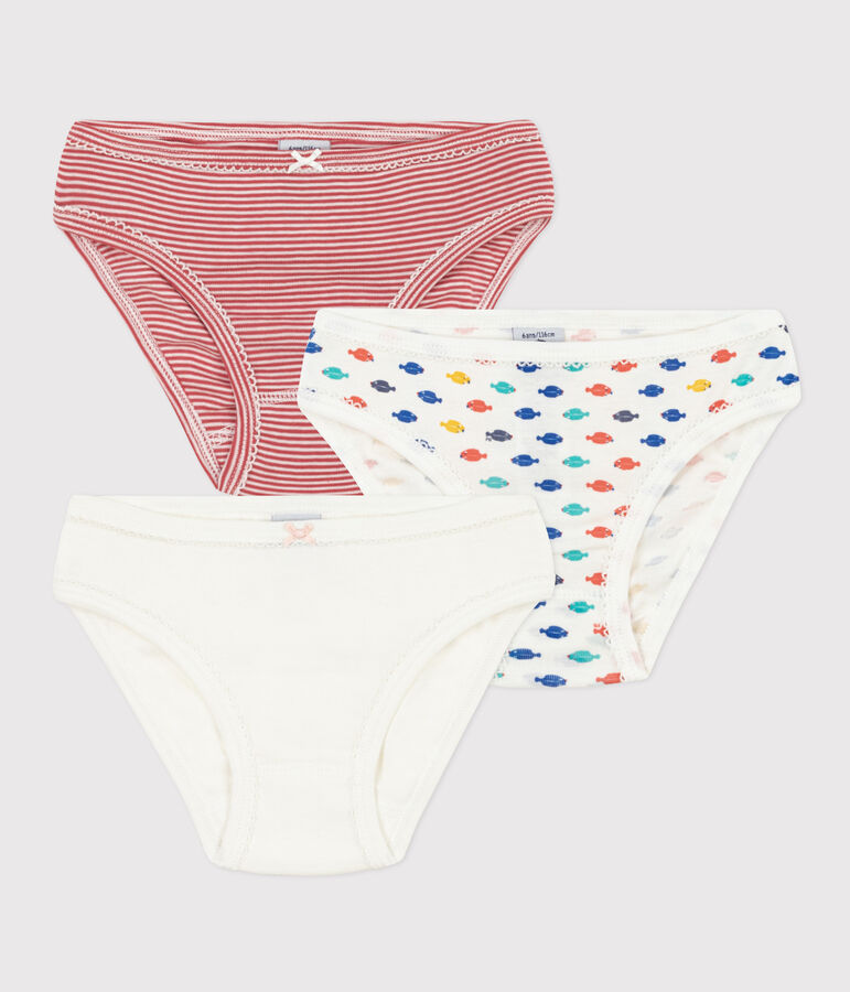Set van 3 katoenen meisjesslips met zeedierenprint multicouleur