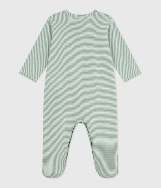 Katoenen babypyjama met milleraies-strepen SAULE/ MARSHMALLOW